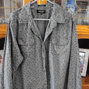 Grey & Black Floral Button~Up Collar Shirt Sz XL